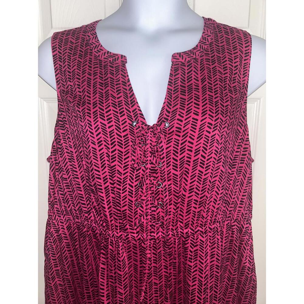 Torrid Dress Lace Up Pink Challis Dress Sz 2